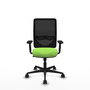 Chaise Zulema Synchro 3 positions tissu Vert pistache Maille Noir Base en nylon noir Accoudoir 2D Sans appui-tête Roulettes 65mm nylon