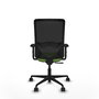 Chaise Zulema Synchro 3 positions tissu Vert pistache Maille Noir Base en nylon noir Accoudoir 2D Sans appui-tête Roulettes 65mm nylon