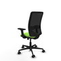 Chaise Zulema Synchro 3 positions tissu Vert pistache Maille Noir Base en nylon noir Accoudoir 2D Sans appui-tête Roulettes 65mm nylon