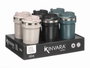 Kinvara Verre thermique 450 ml avec couvercle assorti 3 couleurs sombres 9x18x9 cm plastique et métal (Set de 12)
