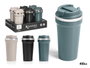 Kinvara Verre thermique 450 ml avec couvercle assorti 3 couleurs sombres 9x18x9 cm plastique et métal (Set de 12)