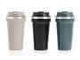 Kinvara Verre thermique 450 ml avec couvercle assorti 3 couleurs sombres 9x18x9 cm plastique et métal (Set de 12)