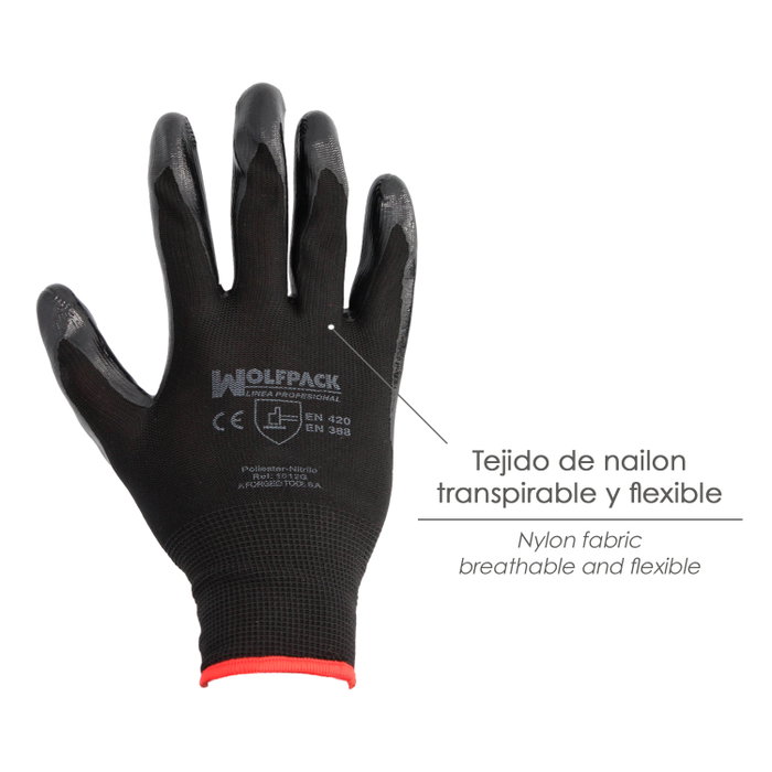 WOLFPACK LINEA PROFESIONAL Gants en nitrile et nylon imprégné 11 pouces WOLFPACK LINEA PROFESIONAL Gants en nitrile et nylon imprégné 11 pouces