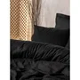 Parure de lit King 100% coton renforcé - Housse de couette 220 x 240 cm + 2 taies d'oreiller 60 x 60 cm - Noir