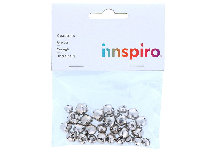 Innspiro Lot de 30 clochettes en métal argentées (8mm, 10mm, 12mm)