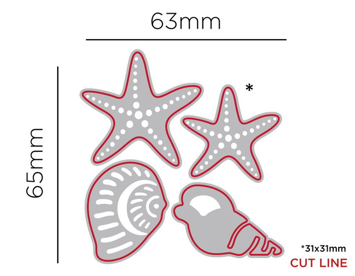 Misskuty Lot de 4 emporte-pièces fins ZAG Verano coquillages et étoiles Misskuty Lot de 4 emporte-pièces fins ZAG Verano coquillages et étoiles