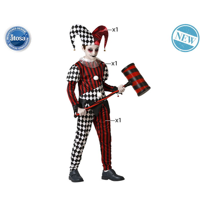 BigBuy Carnival Déguisement Arlequin pour Enfant Rouge et Noir, 5-6 Ans