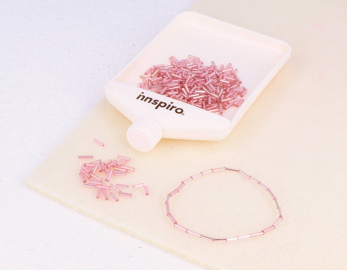 Innspiro Rocaille de Verre Cylindrique Rose Argenté 95g