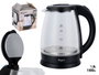 Argon Bouilloire Noire LED Borosilicate 1,8 L Métal Verre Plastique 22x24,5x16 cm (Set de 6)