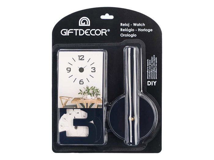 Giftdecor Horloge Autocollante 60 cm Noir Brillant Plastique EVA PET PP (Set de 12)