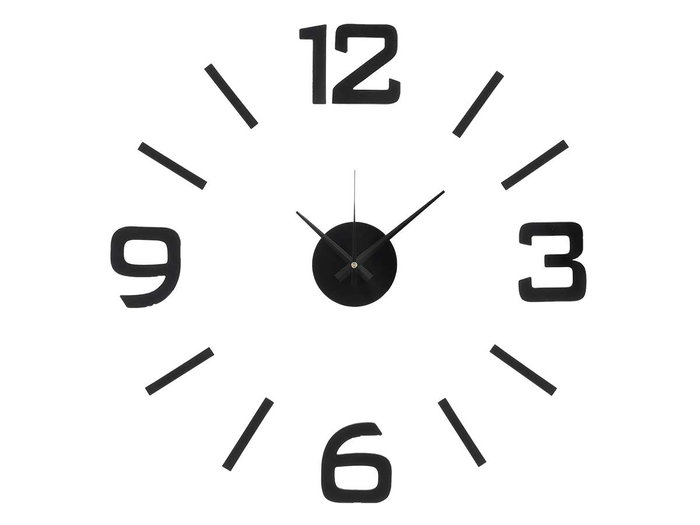 Giftdecor Horloge Autocollante 60 cm Noir Brillant Plastique EVA PET PP (Set de 12)