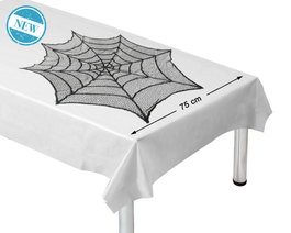 Tapis décoratif rond 75 cm avec design de toile d'araignée noire
