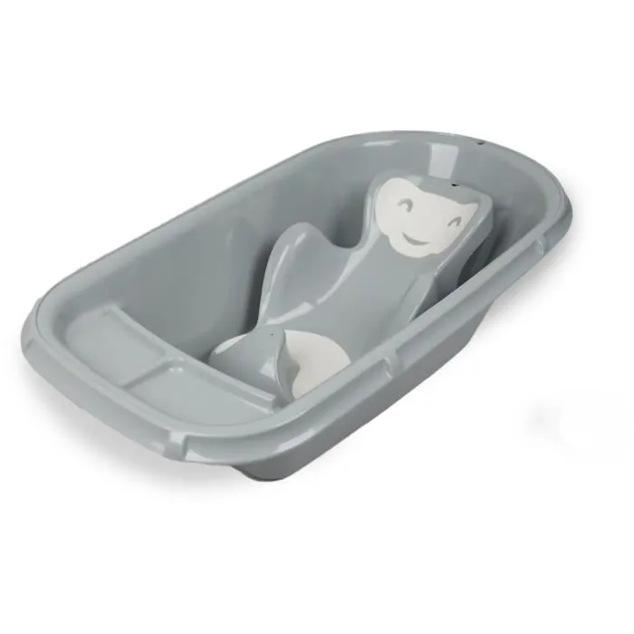 Thermobaby - Baignoire bébé Luxe Gris Charme - Stable et robuste avec bouchon de vidange - Idéale pour baignoire adulte