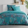 Today Parure de lit imprimé feuillage exotique bleu canard