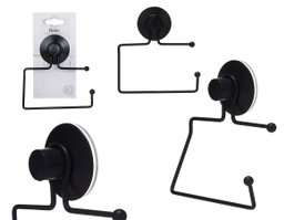 BERILO Porte-rouleau en métal noir mat avec ventouse