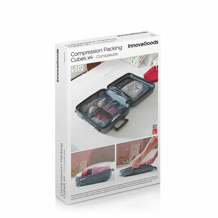Sacs de Rangement à Compression pour Valises Compakube InnovaGoods 4 Pièces Sacs de Rangement à Compression pour Valises Compakube InnovaGoods 4 Pièces