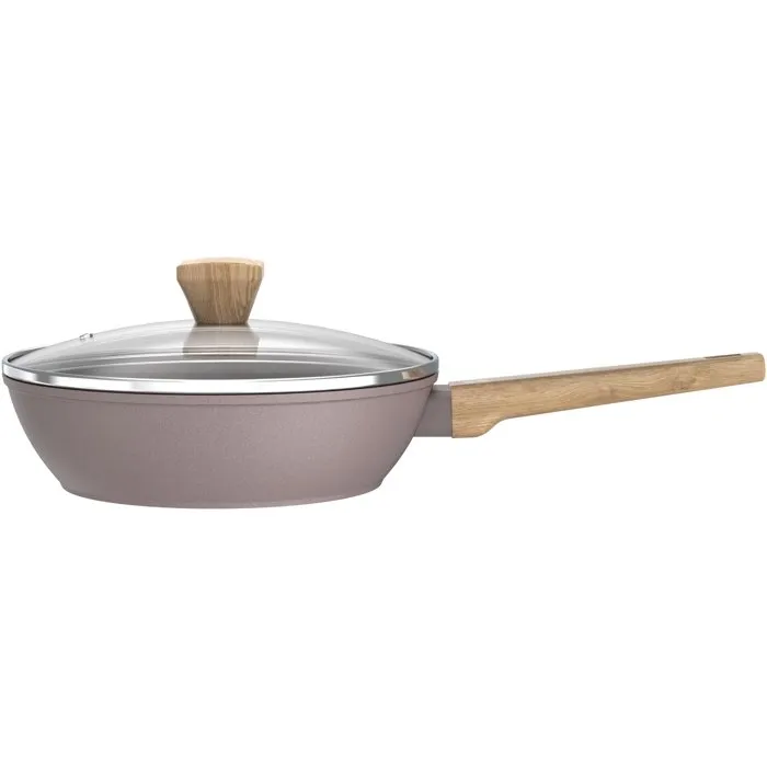 Arthur Martin AM9910 Sauteuse 24 cm Revêtement Céramique Antiadhésif avec Couvercle et Panier Inox - Compatible Tous Feux Dont Induction - Couleur Taupe