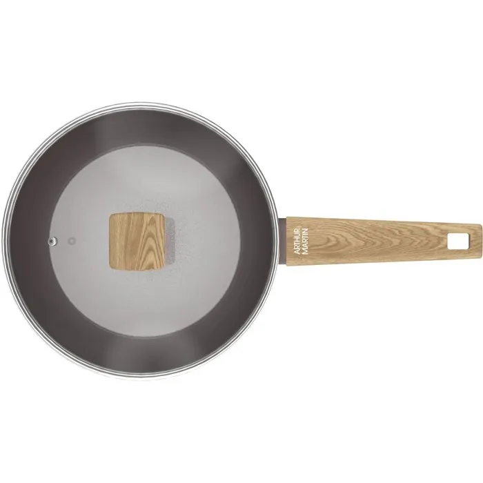 Arthur Martin AM9910 Sauteuse 24 cm Revêtement Céramique Antiadhésif avec Couvercle et Panier Inox - Compatible Tous Feux Dont Induction - Couleur Taupe