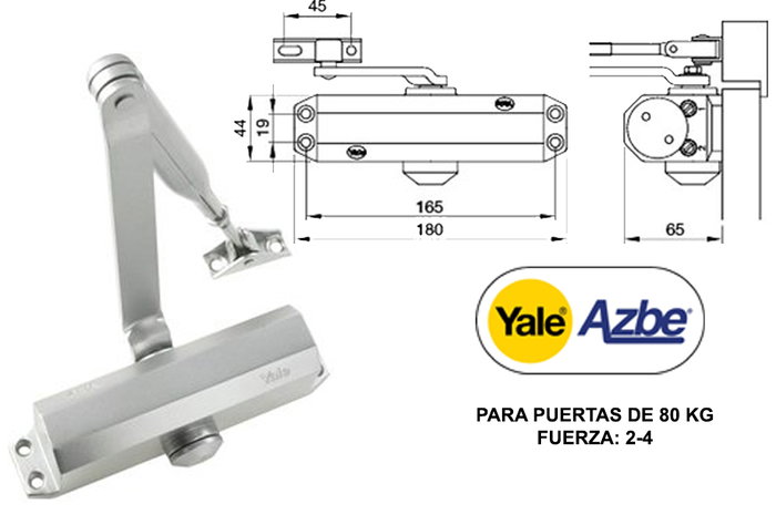 YALE Ferme-porte 3500 Force 2-4 Noir sans reteneur YALE Ferme-porte 3500 Force 2-4 Noir sans reteneur