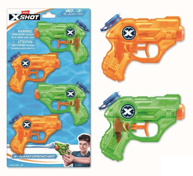 Zuru X-Shot Nano Drencher - Pack de 4 pistolets à eau - Jouet sans piles pour enfants dès 3 ans Zuru X-Shot Nano Drencher - Pack de 4 pistolets à eau - Jouet sans piles pour enfants dès 3 ans