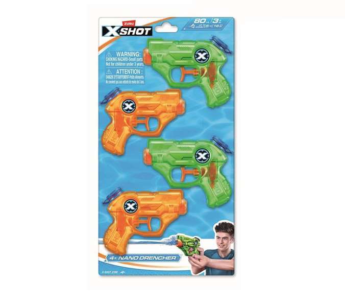 Zuru X-Shot Nano Drencher - Pack de 4 pistolets à eau - Jouet sans piles pour enfants dès 3 ans Zuru X-Shot Nano Drencher - Pack de 4 pistolets à eau - Jouet sans piles pour enfants dès 3 ans