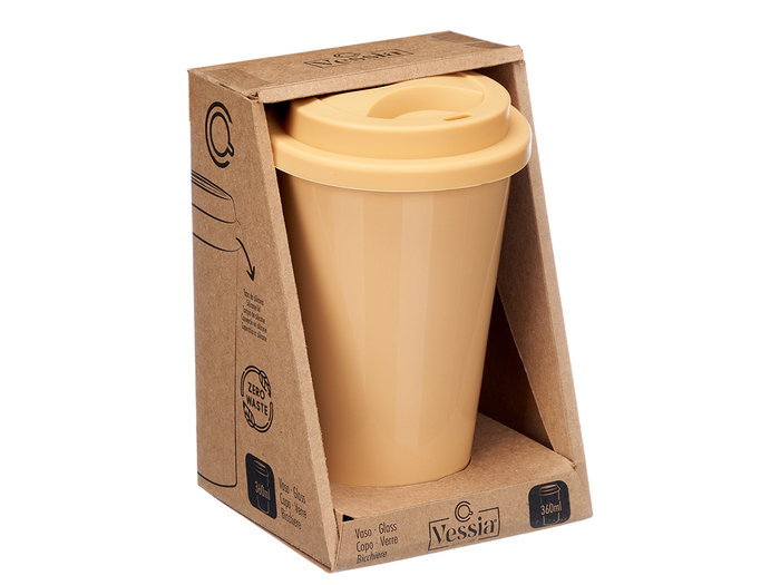 VESSIA Tasse avec couvercle en silicone Beige 360ml (Lot de 12) VESSIA Tasse avec couvercle en silicone Beige 360ml (Lot de 12)