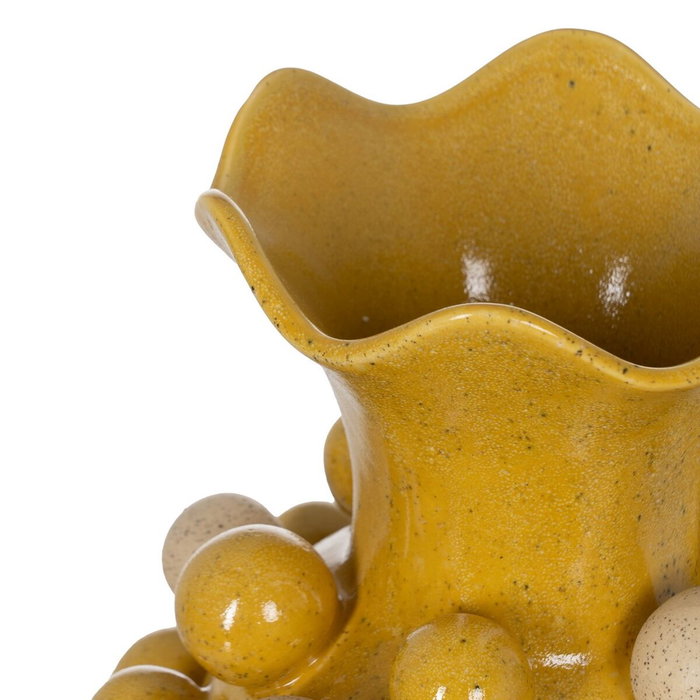 Vase Jaune Blanc Céramique 28,3 x 28,3 x 39,7 cm