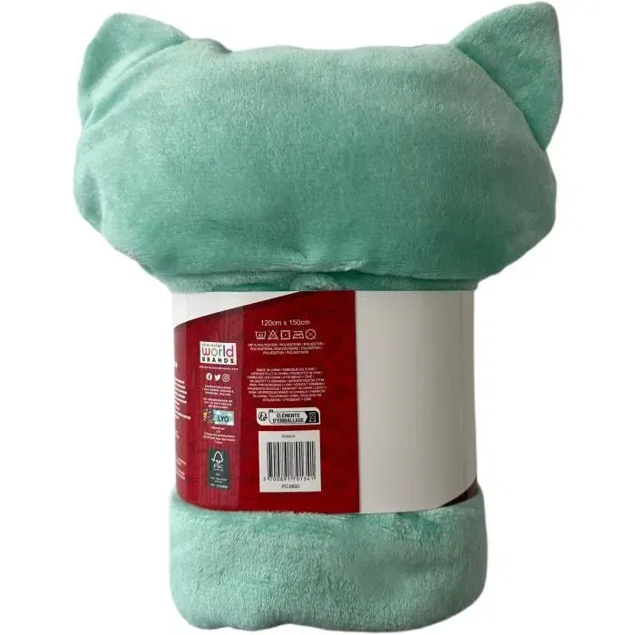 Pokémon Plaid polaire à capuche 3D Bulbizarre - Doudoune cosplay 120 x 150 cm - Ultra doux pour enfant