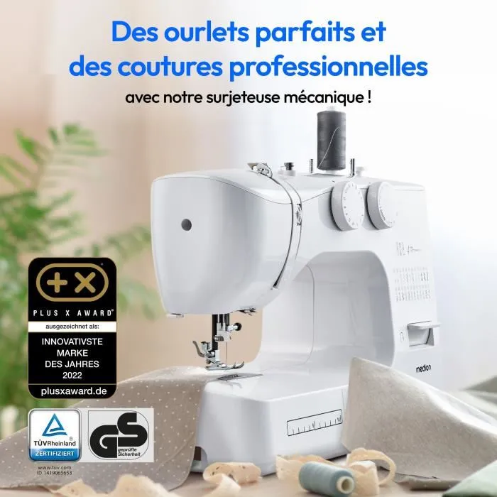 Medion SM 60 - Machine à coudre de 62 W, 24 points + points doubles, 700 tr/min, éclairage LED, Blanc Medion SM 60 - Machine à coudre de 62 W, 24 points + points doubles, 700 tr/min, éclairage LED, Blanc