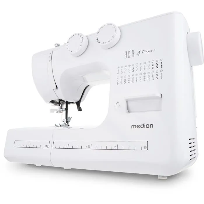Medion SM 60 - Machine à coudre de 62 W, 24 points + points doubles, 700 tr/min, éclairage LED, Blanc Medion SM 60 - Machine à coudre de 62 W, 24 points + points doubles, 700 tr/min, éclairage LED, Blanc