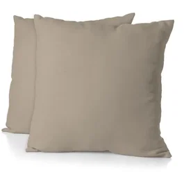 Home Linge Passion Lot de 2 taies d'oreiller 63x63 cm microfibre beige