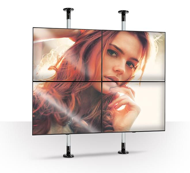 B-Tech BT7822 Support mural ou au plafond lourd 150 kg maximum pour tubes 50 mm, gestion des câbles, noir