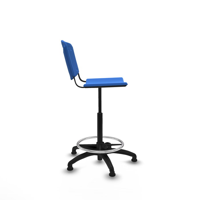 Tabouret Taburete Robledo Pivotant Chlorure de polyvinyle Bleu Structure polyamide noire Sans accoudoirs Sans appui-tête Patins de chaises