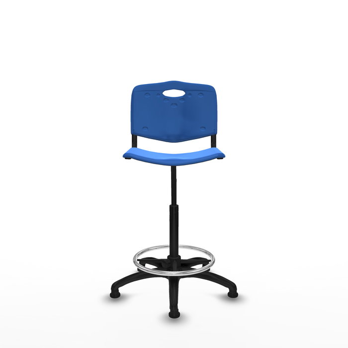Tabouret Taburete Robledo Pivotant Chlorure de polyvinyle Bleu Structure polyamide noire Sans accoudoirs Sans appui-tête Patins de chaises
