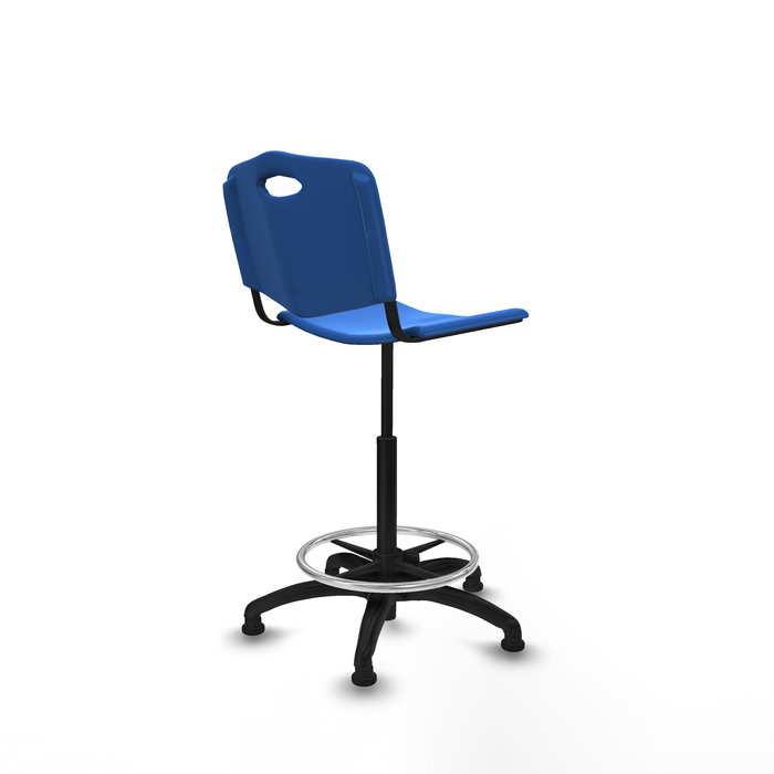 Tabouret Taburete Robledo Pivotant Chlorure de polyvinyle Bleu Structure polyamide noire Sans accoudoirs Sans appui-tête Patins de chaises