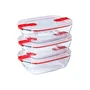 Pyrex Lot de 3 boîtes de conservation rectangulaires Cook & Heat de 1,1 L avec couvercles micro-ondes