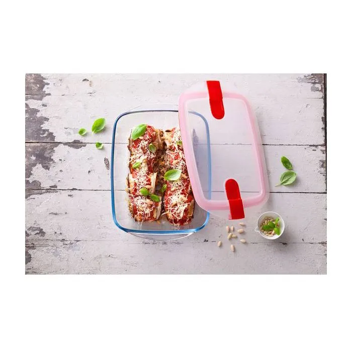 Pyrex Lot de 3 boîtes de conservation rectangulaires Cook & Heat de 1,1 L avec couvercles micro-ondes