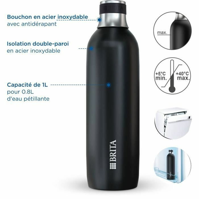 Brita Bouteille isotherme sodaTRIO 1L Noire Brita Bouteille isotherme sodaTRIO 1L Noire