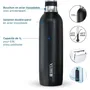 Brita Bouteille Isotherme SodaTRIO 1L Acier Inoxydable Noir - Compatible Lave-Vaisselle