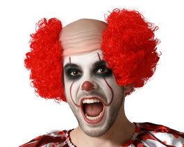 Perruque De Clown Rouge 100 gr, Perruque de clown bouclée et volumineuse pour spectacles, fêtes costumées et carnaval