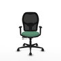 Chaise Jorquera Synchrone/Traslack tissu Vert émeraude Maille Noir Base en nylon noir Accoudoir 1D Sans appui-tête Roulettes 65mm nylon