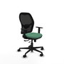 Chaise Jorquera Synchrone/Traslack tissu Vert émeraude Maille Noir Base en nylon noir Accoudoir 1D Sans appui-tête Roulettes 65mm nylon