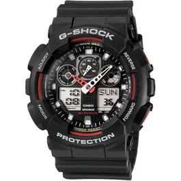 CASIO G-Shock Montre GA-100-1A4ER Quartz Noir - Résine, 20 ATM, Double Affichage, Chronomètre, Alarme, Éclairage LED