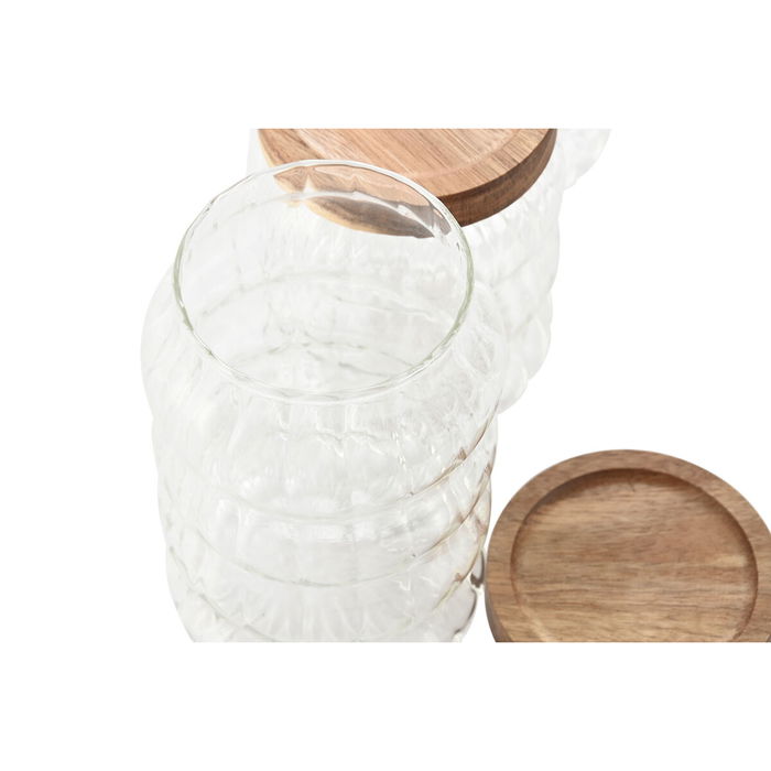 Set de 3 Boites Home ESPRIT Transparent Naturel 550 ml 750 ml 3 Pièces