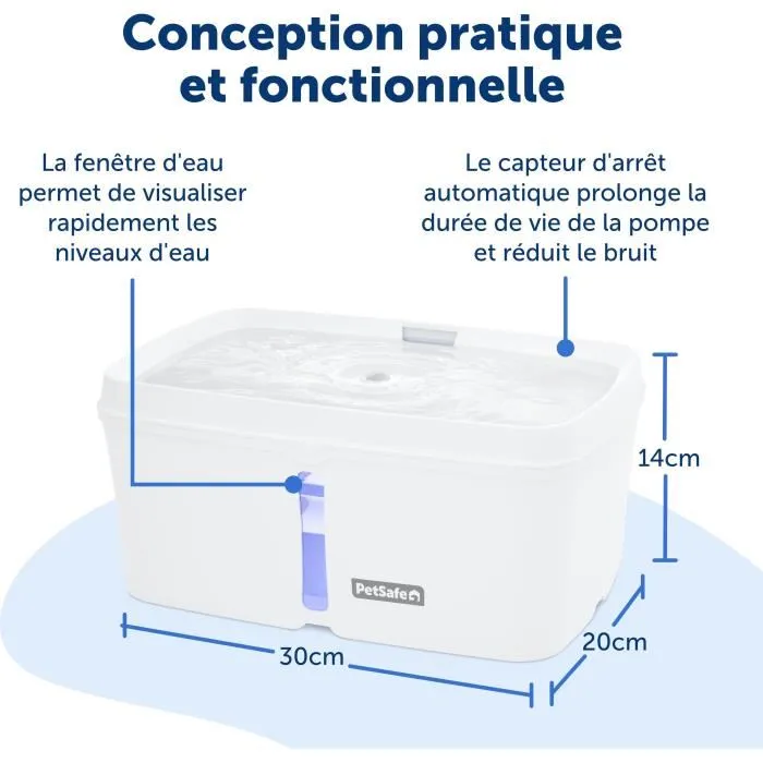 Petsafe VIVA Fontaine à Eau pour Chien et Chat 4,1 L - Distribution d'Eau Fraîche Filtée - Réservoir Large - Blanc