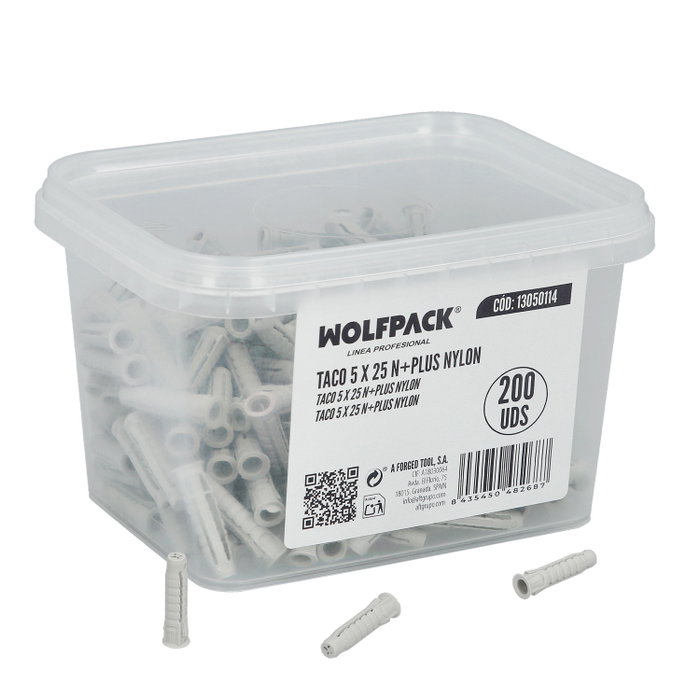 WOLFPACK LINEA PROFESIONAL Chevilles d'expansion Nylon 5 x 25 mm (Boîte de 200 unités) WOLFPACK LINEA PROFESIONAL Chevilles d'expansion Nylon 5 x 25 mm (Boîte de 200 unités)