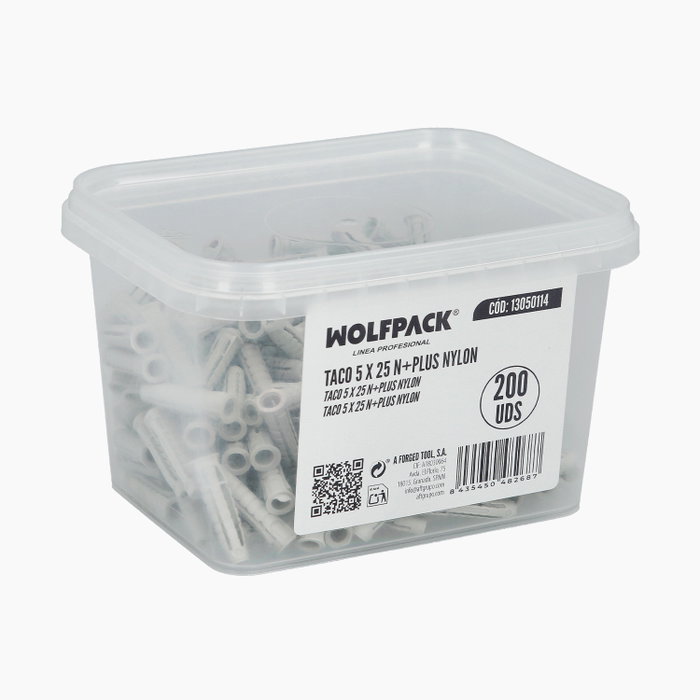WOLFPACK LINEA PROFESIONAL Chevilles d'expansion Nylon 5 x 25 mm (Boîte de 200 unités) WOLFPACK LINEA PROFESIONAL Chevilles d'expansion Nylon 5 x 25 mm (Boîte de 200 unités)