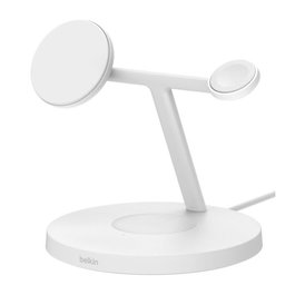Belkin BoostCharge Pro WIZ032KQWH Base de Charge sans Fil 3-en-1 MagSafe 15W pour iPhone Apple Watch AirPods Blanc