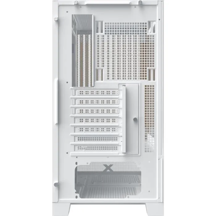 Xigmatek Endorphin WD Arctic - Boîtier PC moyen tour blanc - Format E-ATX, Micro ATX, Mini-ITX - Façade Mesh en bois, verre trempé, 4 ventilateurs LED A-RGB inclus, USB Type-C