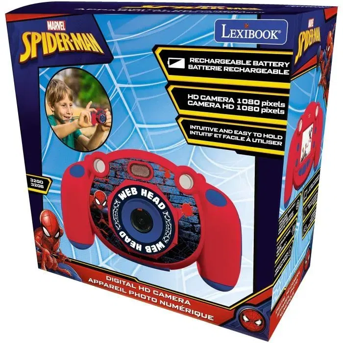 Lexibook Appareil Photo Numérique Enfant Spiderman - Ecran LCD 2 Pouces, Grand Angle 100 Degrés, Photos et Vidéos Haute Résolution, Rouge